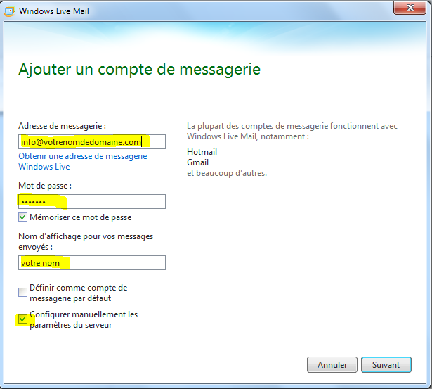 Messagerie windows live 2